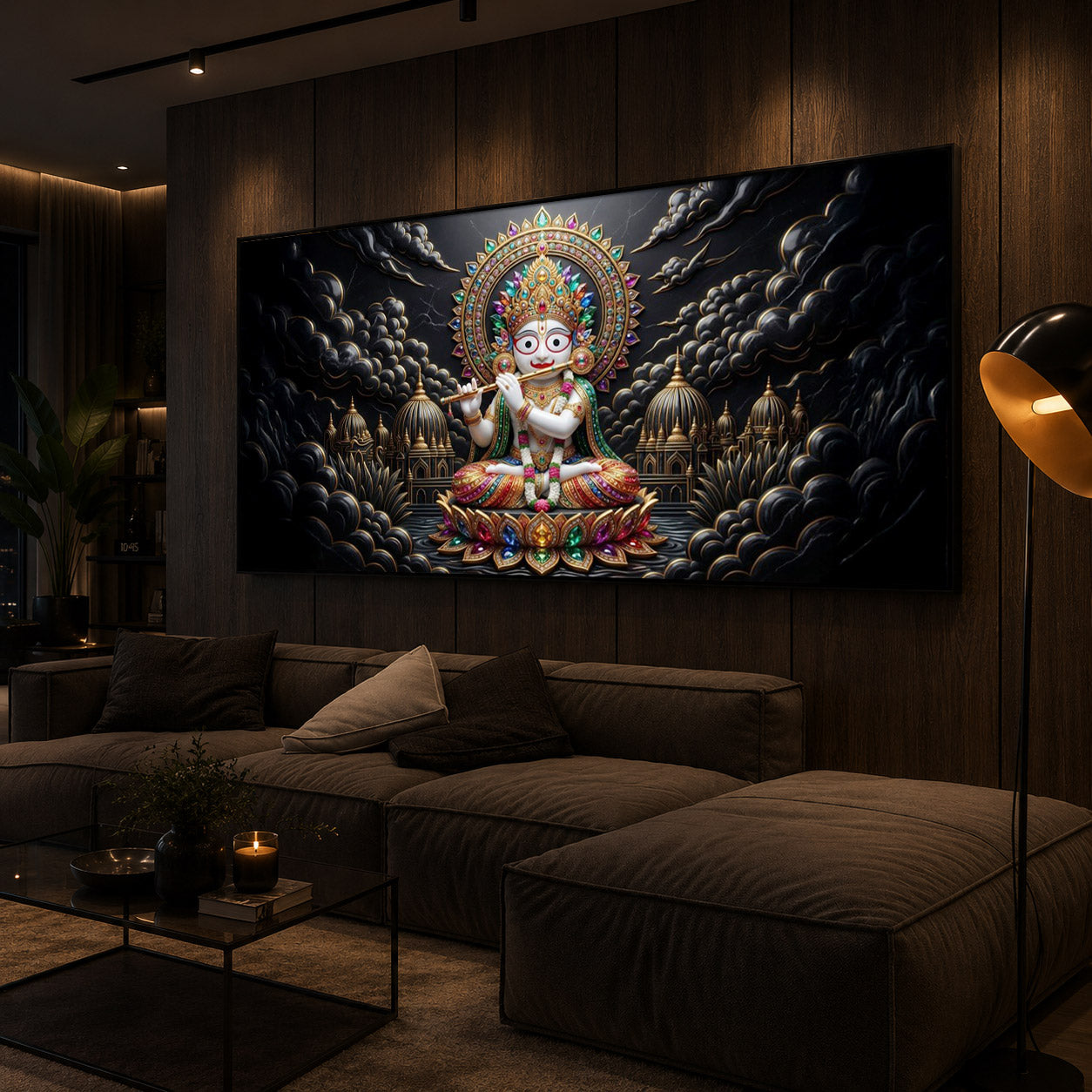 Lord Jagannath Modern Luxury Backlight Horizontal Wall Art