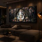 Lord Ganesha In A Serene Modern Luxury Backlight Horizontal Wall Art