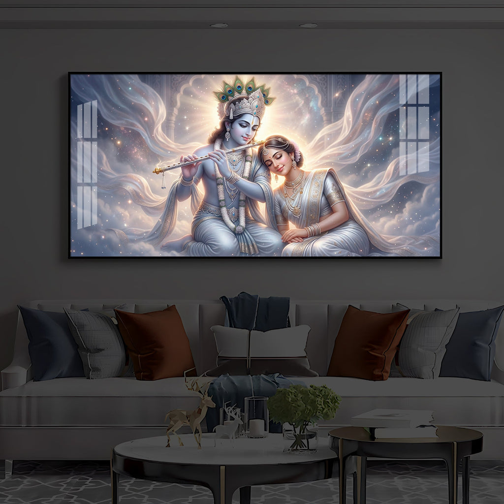 Krishna Radha Modern Luxury Backlight Horizontal Wall Art