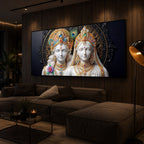Generic Radha Krishna Modern Luxury Backlight Horizontal Wall Art