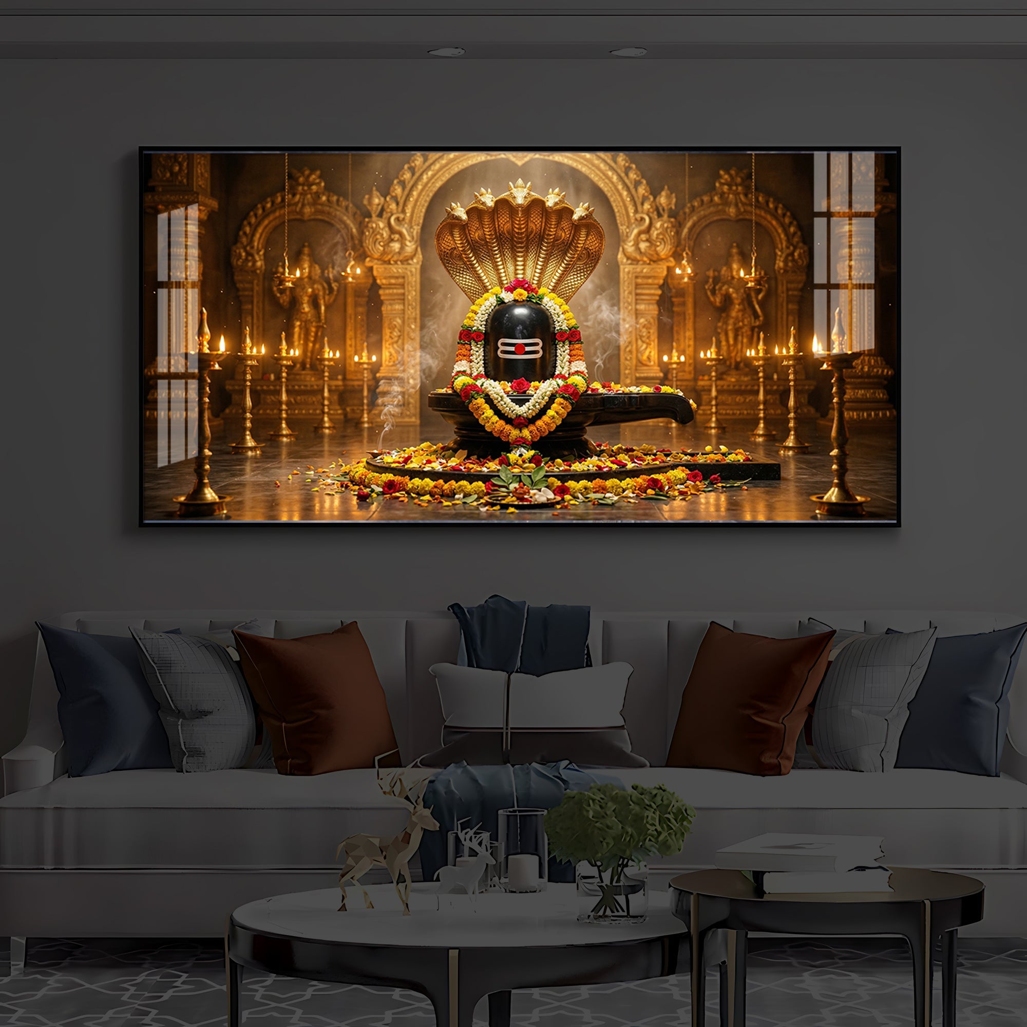 Bholenath Ji Modern Luxury Backlight Horizontal Wall Art