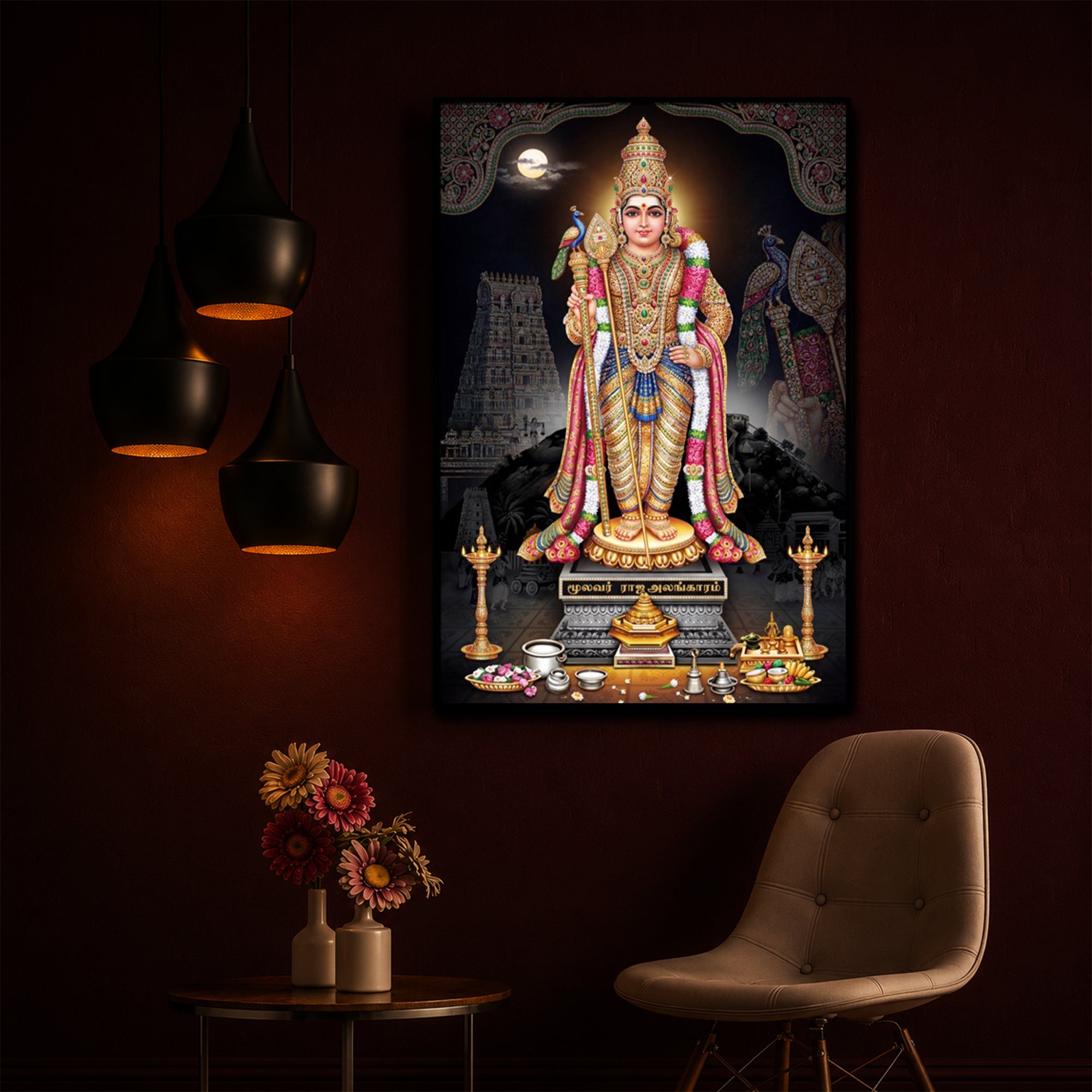 Lord Kartikeya Modern Luxury Backlight Vertical Wall Art