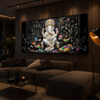 Divine Lord Ganesha Modern Luxury Backlight Horizontal Wall Art