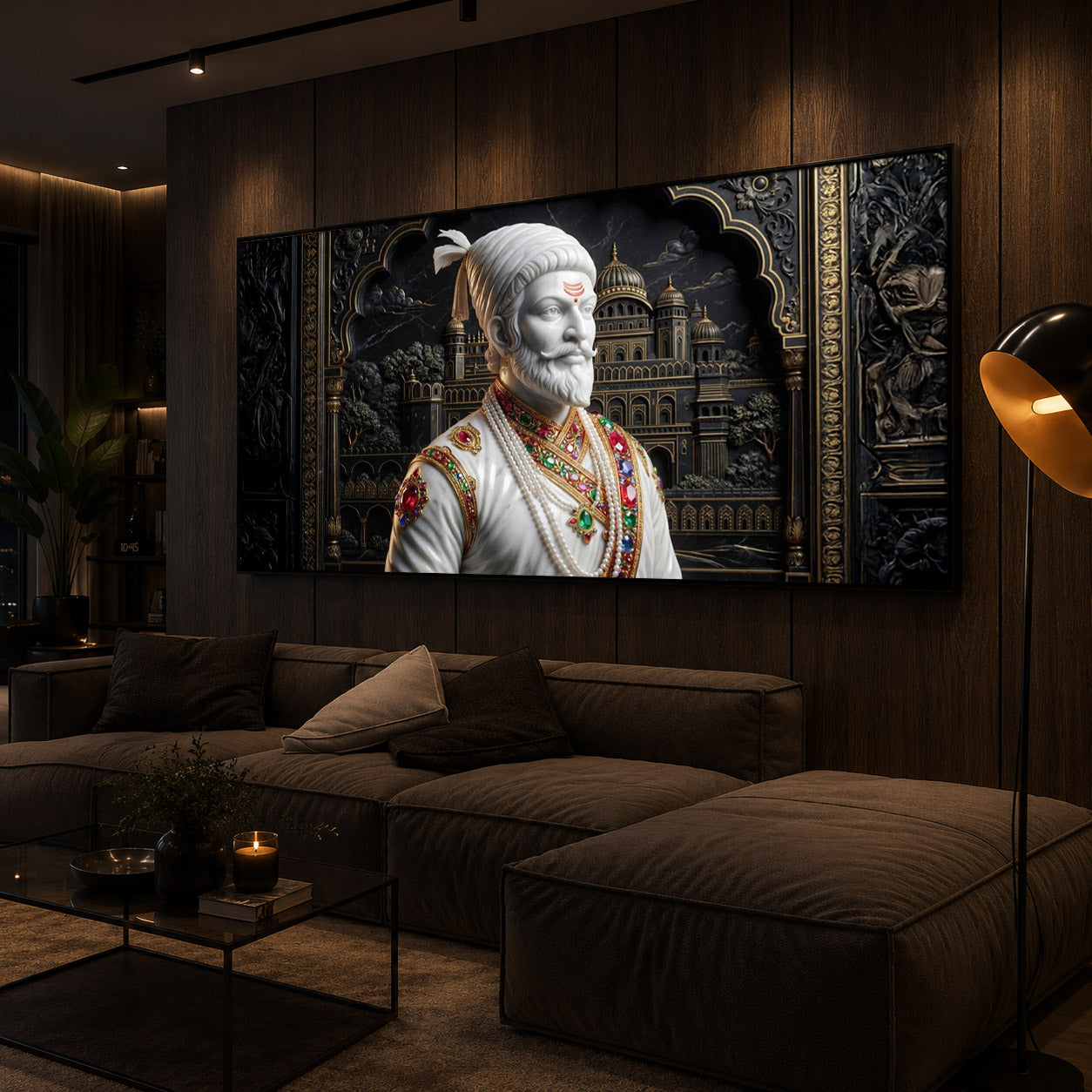 Veer Chhatrapati Shivaji Maharaj Modern Luxury Backlight Horizontal Wall Art