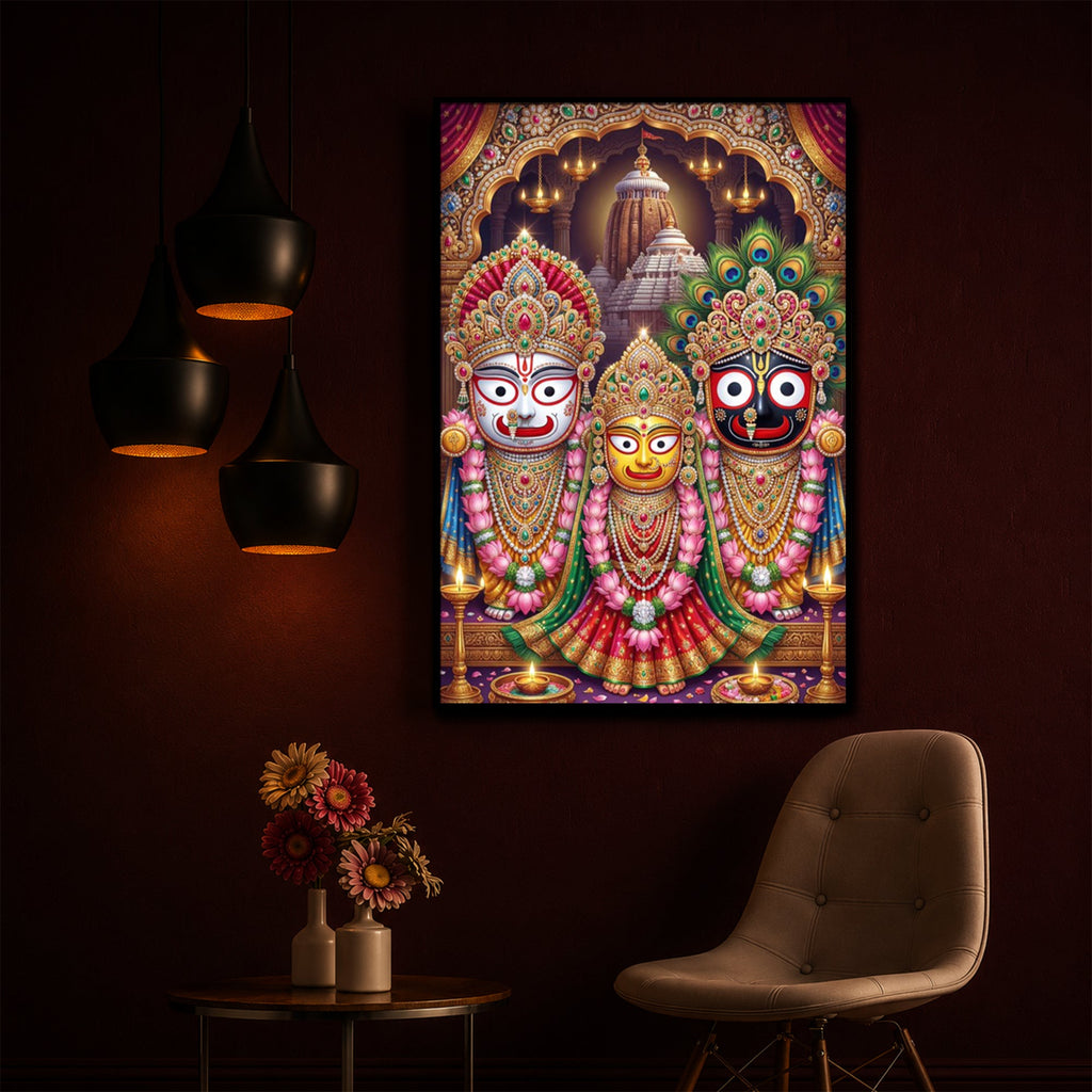 Blessings Of Lord Jagannath Modern Luxury Backlight Vertical Wall Art