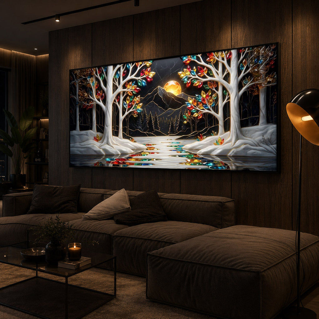 Tree Of Life Modern Luxury Backlight Horizontal Wall Art