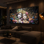 Spiritual Serenity Radha Krishna Modern Luxury Backlight Horizontal Wall Art