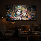 Spiritual Serenity Radha Krishna Modern Luxury Backlight Horizontal Wall Art