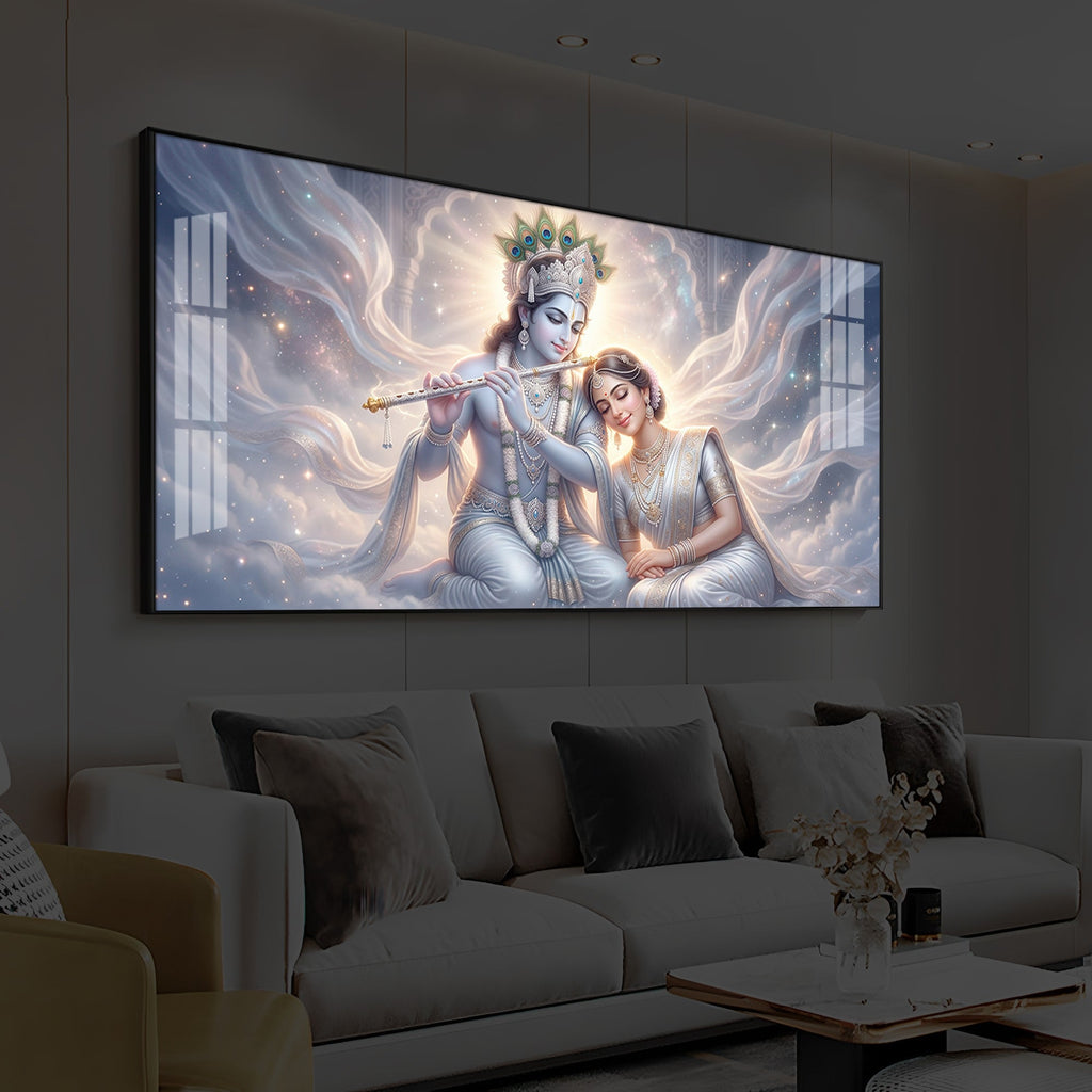 Krishna Radha Modern Luxury Backlight Horizontal Wall Art