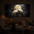 White Crane Modern Luxury Backlight Horizontal Wall Art