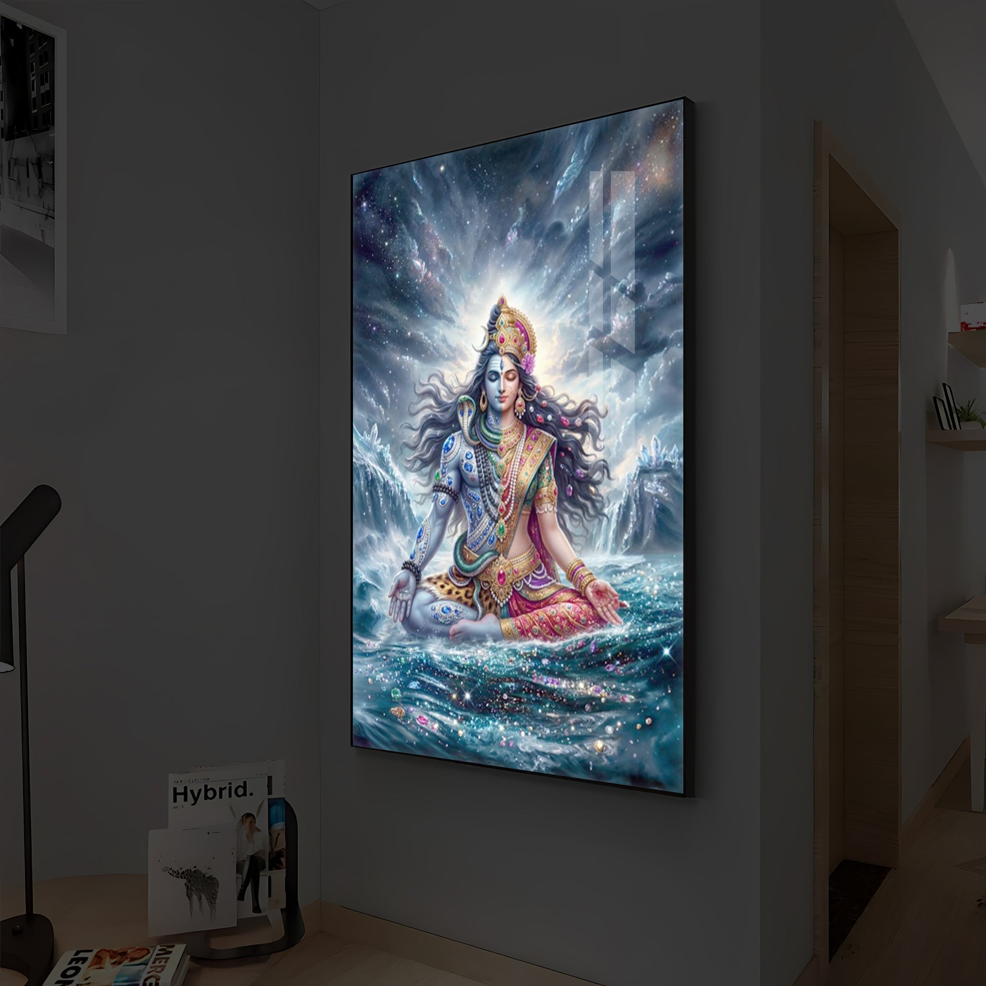 Ardhanarishvara Modern Luxury Backlight Vertical Wall Art