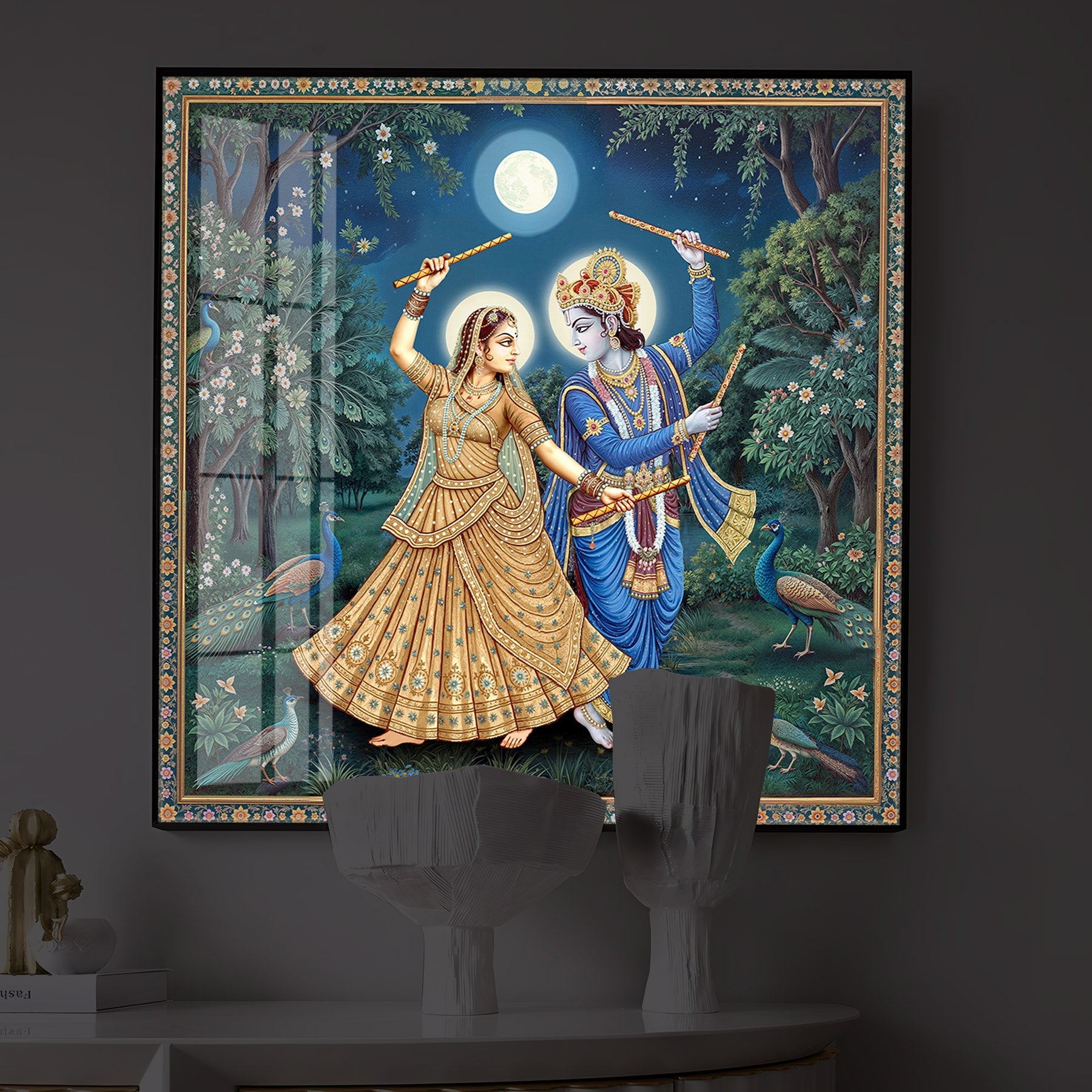 Radha Krishna Definition Of Love Modern Luxury Backlight Square Wall Art