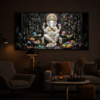 Divine Lord Ganesha Modern Luxury Backlight Horizontal Wall Art