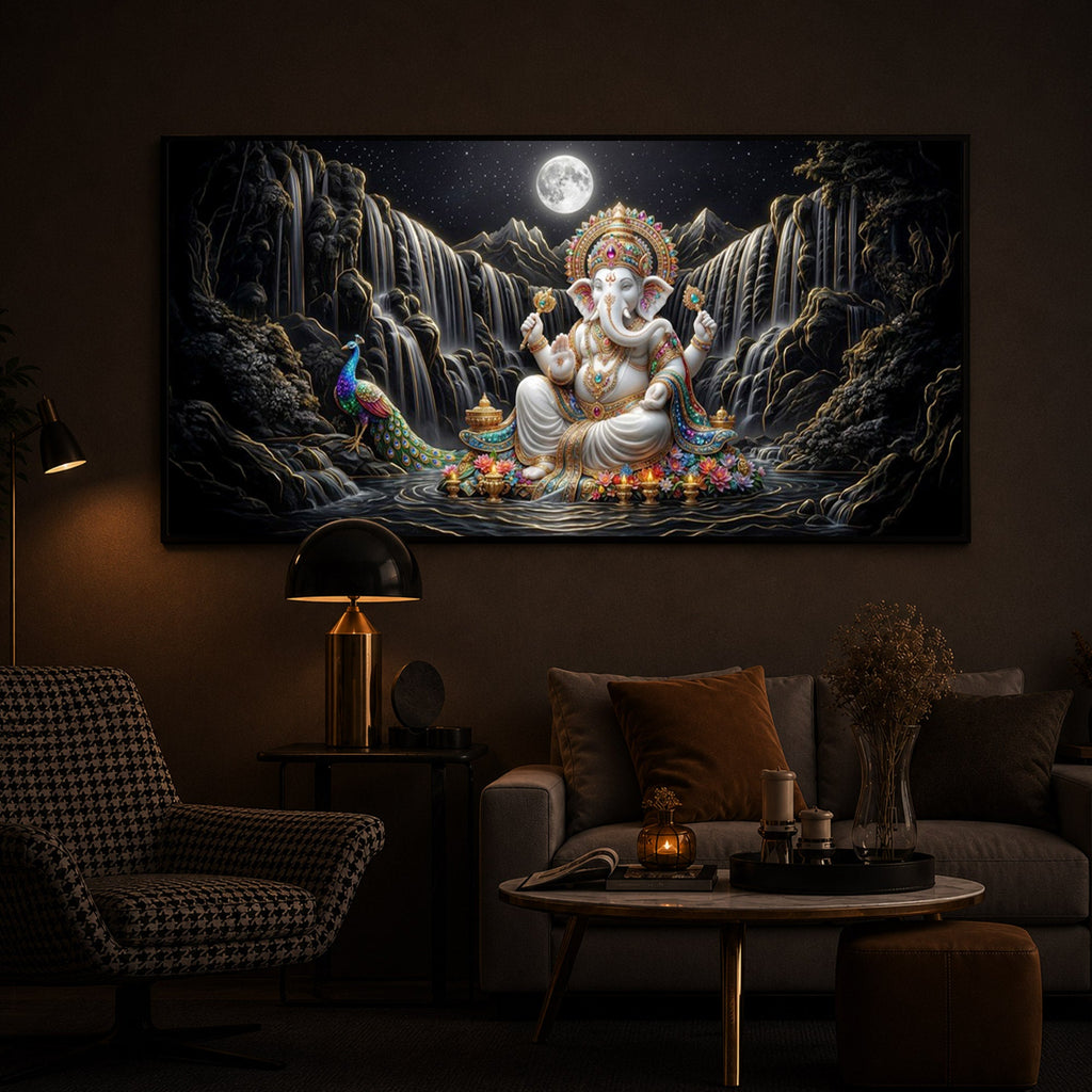 Spiritual Ganesha Modern Luxury Backlight Horizontal Wall Art