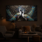 Serene Peacock Modern Luxury Backlight Horizontal Wall Art