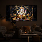 Hindu Deity Lord Ganesha Modern Luxury Backlight Horizontal Wall Art