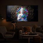 Meditating Buddha Modern Luxury Backlight Horizontal Wall Art
