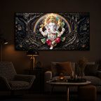 Divine Shree Ganesh Ji Modern Luxury Backlight Horizontal Wall Art