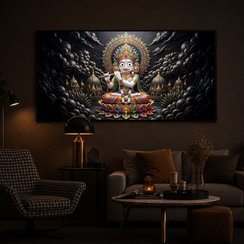 Lord Jagannath Modern Luxury Backlight Horizontal Wall Art