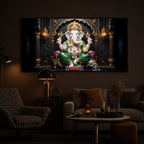 Majestic Lord Ganesha Luxury Backlight Horizontal Wall Art