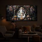 Lord Ganesha In A Serene Modern Luxury Backlight Horizontal Wall Art