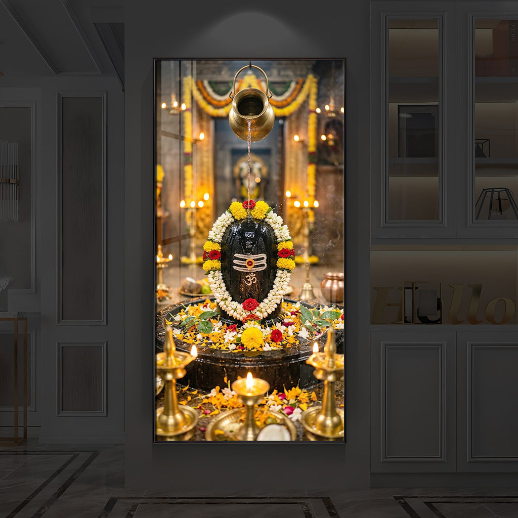 Somnath Jyotirlinga Modern Luxury Backlight Vertical Wall Art