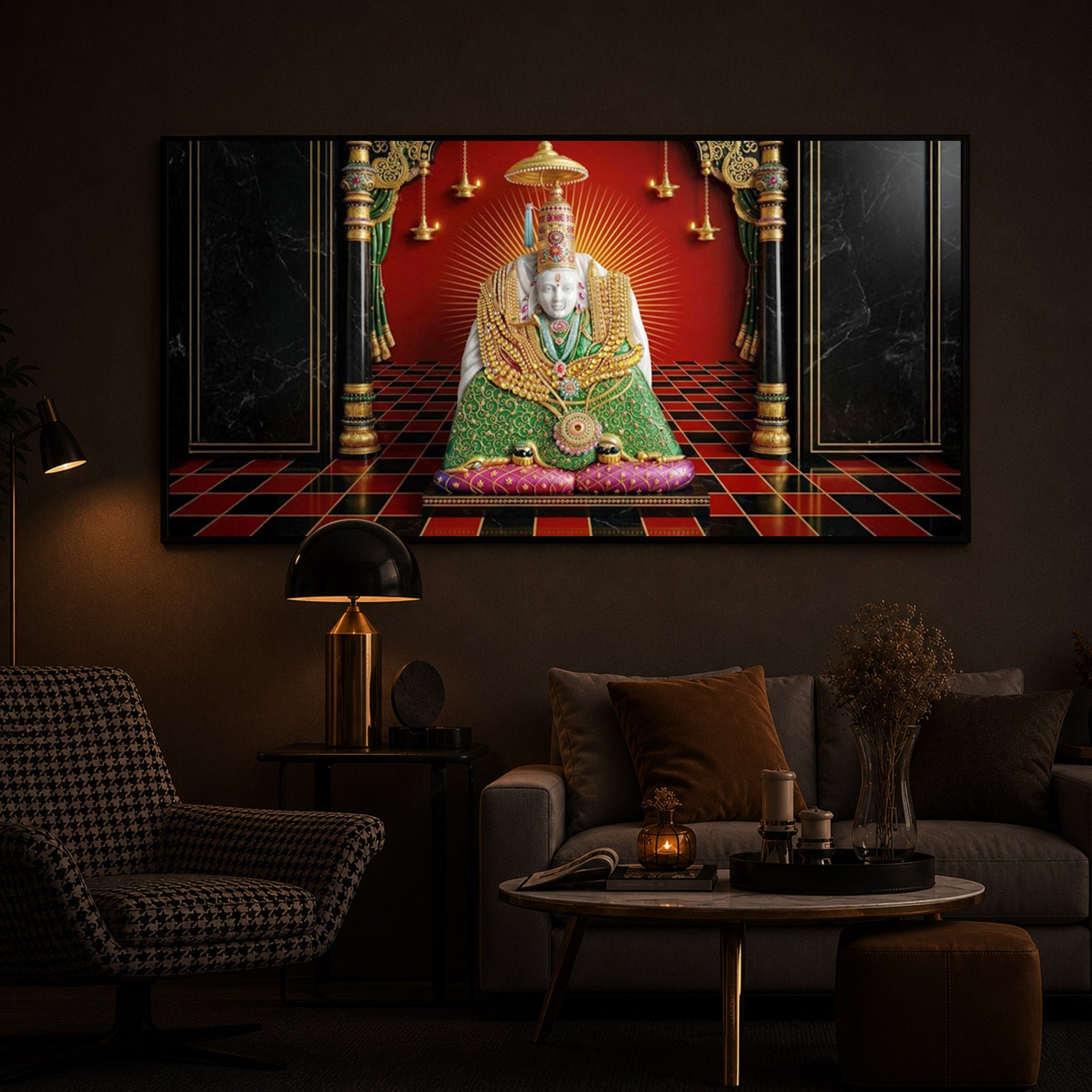 Shri Tulja Bhavani Modern Luxury Backlight Horizontal Wall Art