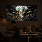 Majestic Elephant Modern Luxury Backlight Horizontal Wall Art