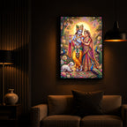Radha Krishna Divine Harmony Modern Luxury Backlight Vertical Wall Art