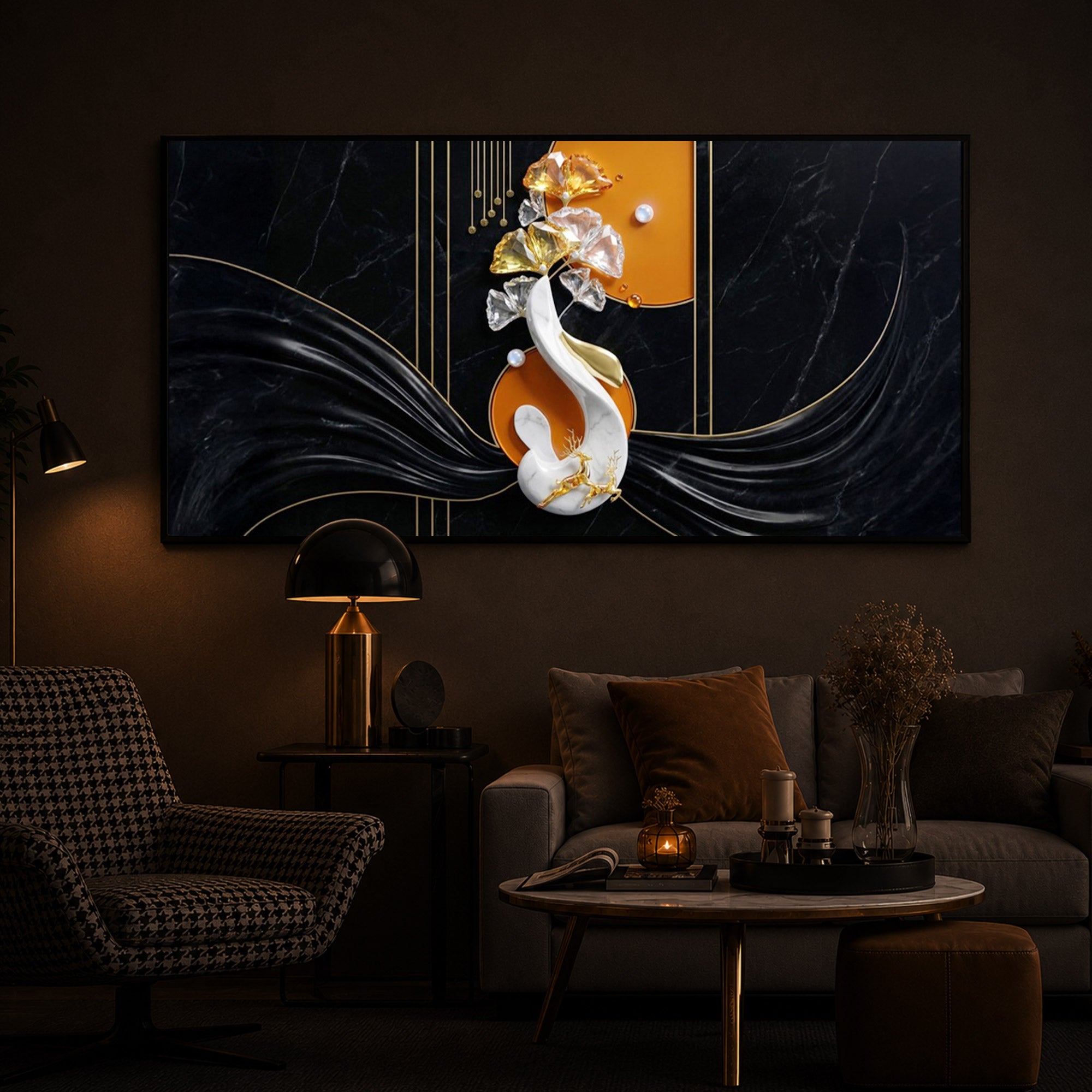 Black & Bold Modern Luxury Backlight Horizontal Wall Art