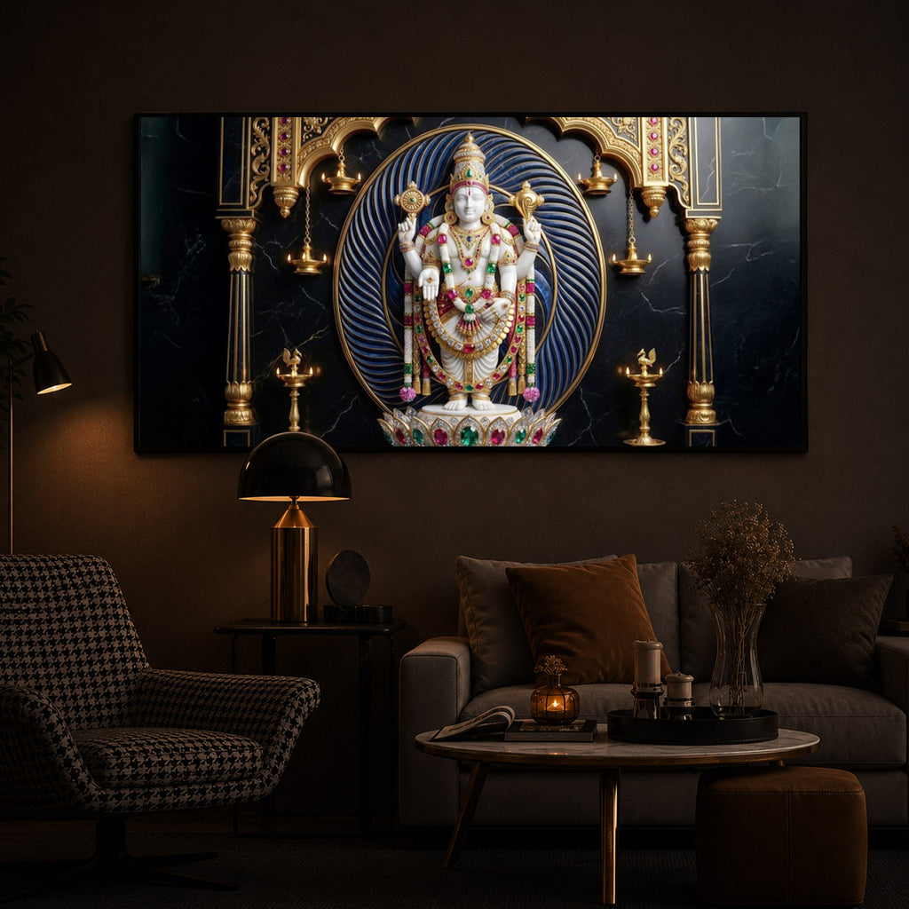Lord Tirupati Balaji Modern Luxury Backlight Horizontal Wall Art