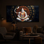 Lord Hanuman Sitting In A Meditative Modern Luxury Backlight Horizontal Wall Art