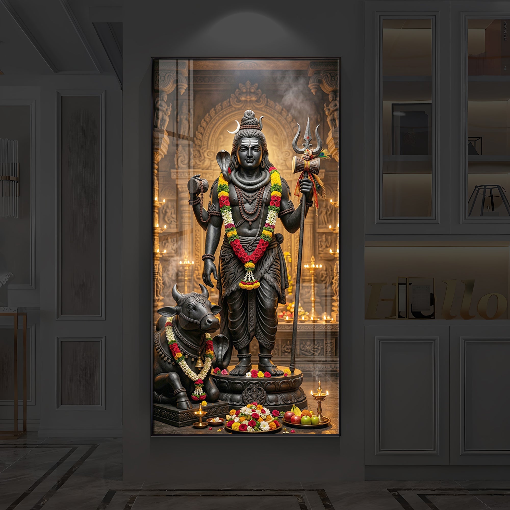 Divine Shivay Modern Luxury Backlight Vertical Wall Art