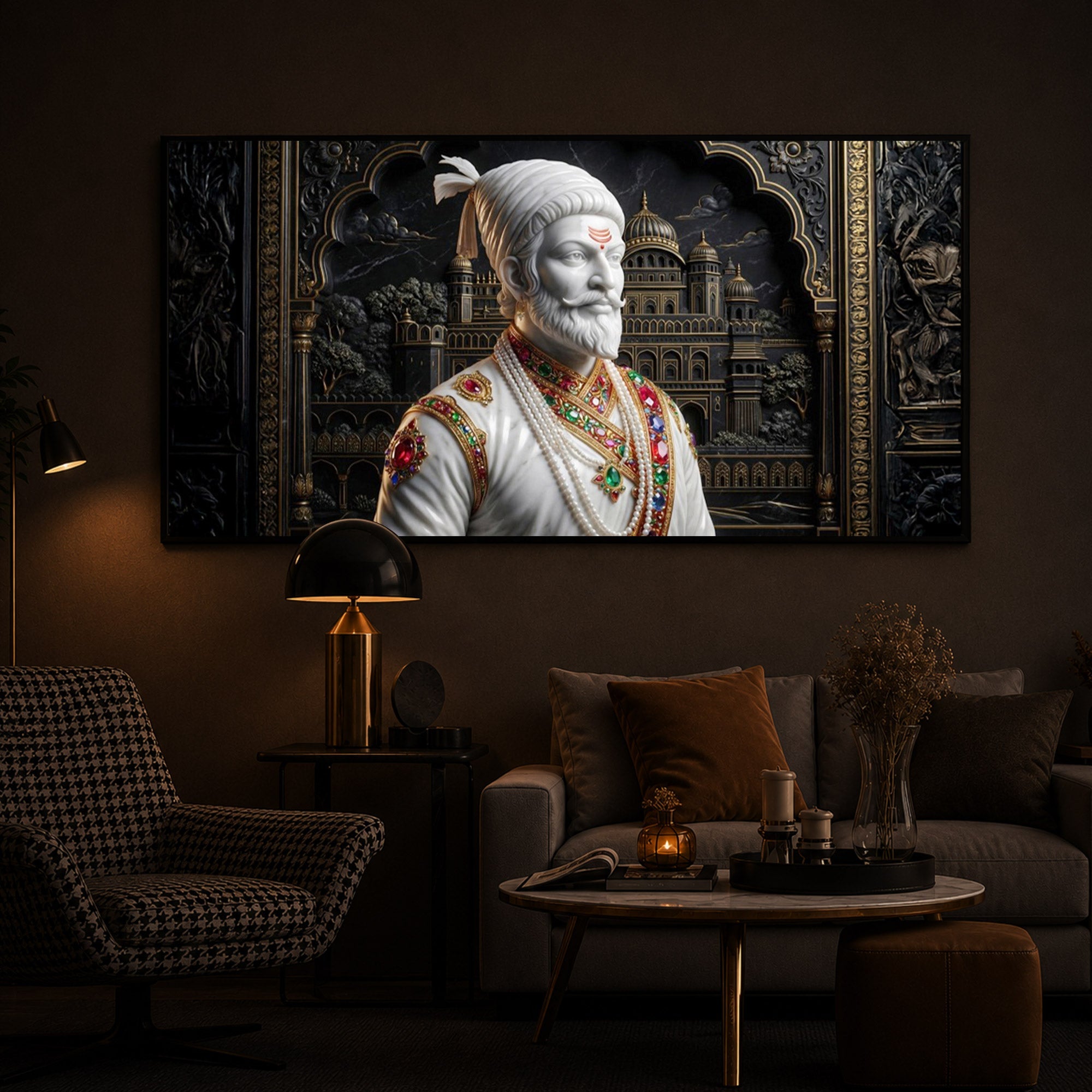 Veer Chhatrapati Shivaji Maharaj Modern Luxury Backlight Horizontal Wall Art