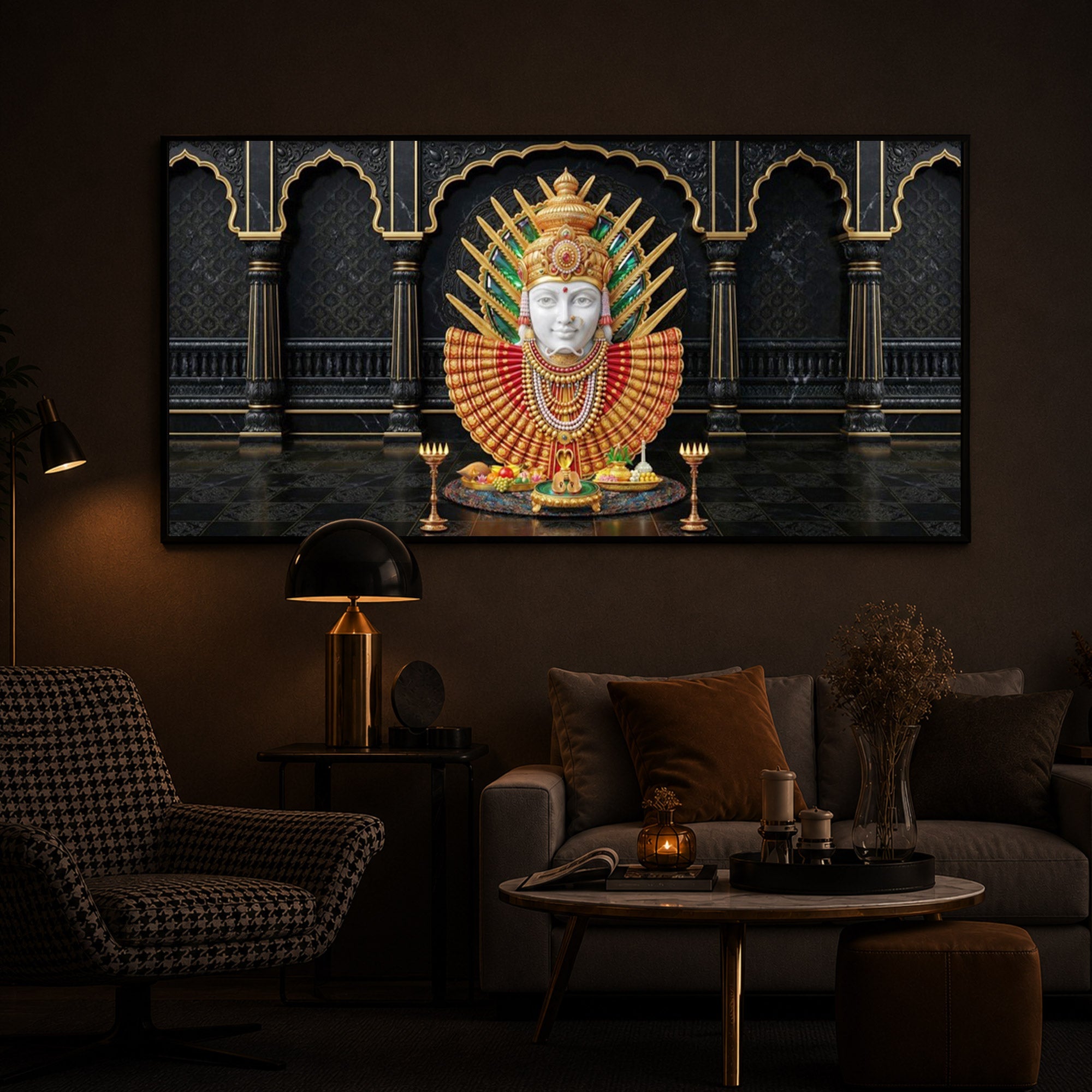 Goddess Renuka Modern Luxury Backlight Horizontal Wall Art