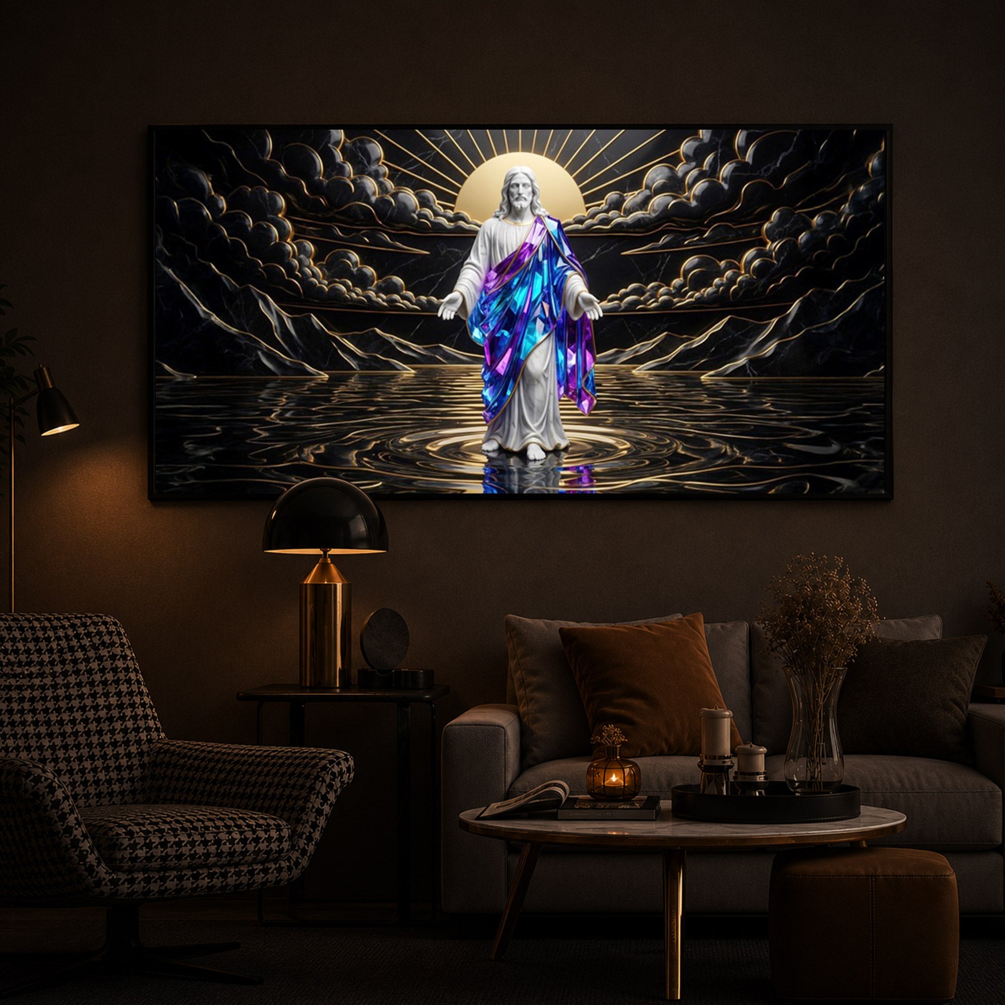 Jesus Christ Modern Luxury Backlight Horizontal Wall Art