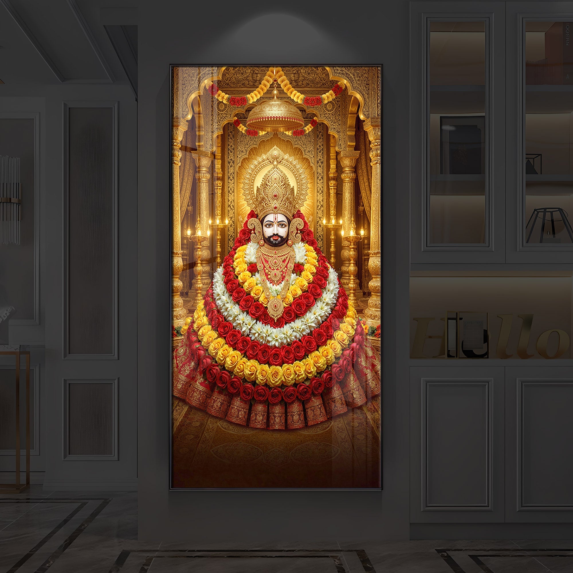 Khatu Shyam Baba Modern Luxury Backlight Vertical Wall Art