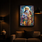 Goddess Shri Radha and God Krishna Modern Luxury Backlight Vertical Wall Art