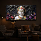 Lotus Serenity Lord Buddha Modern Luxury Backlight Horizontal Wall Art