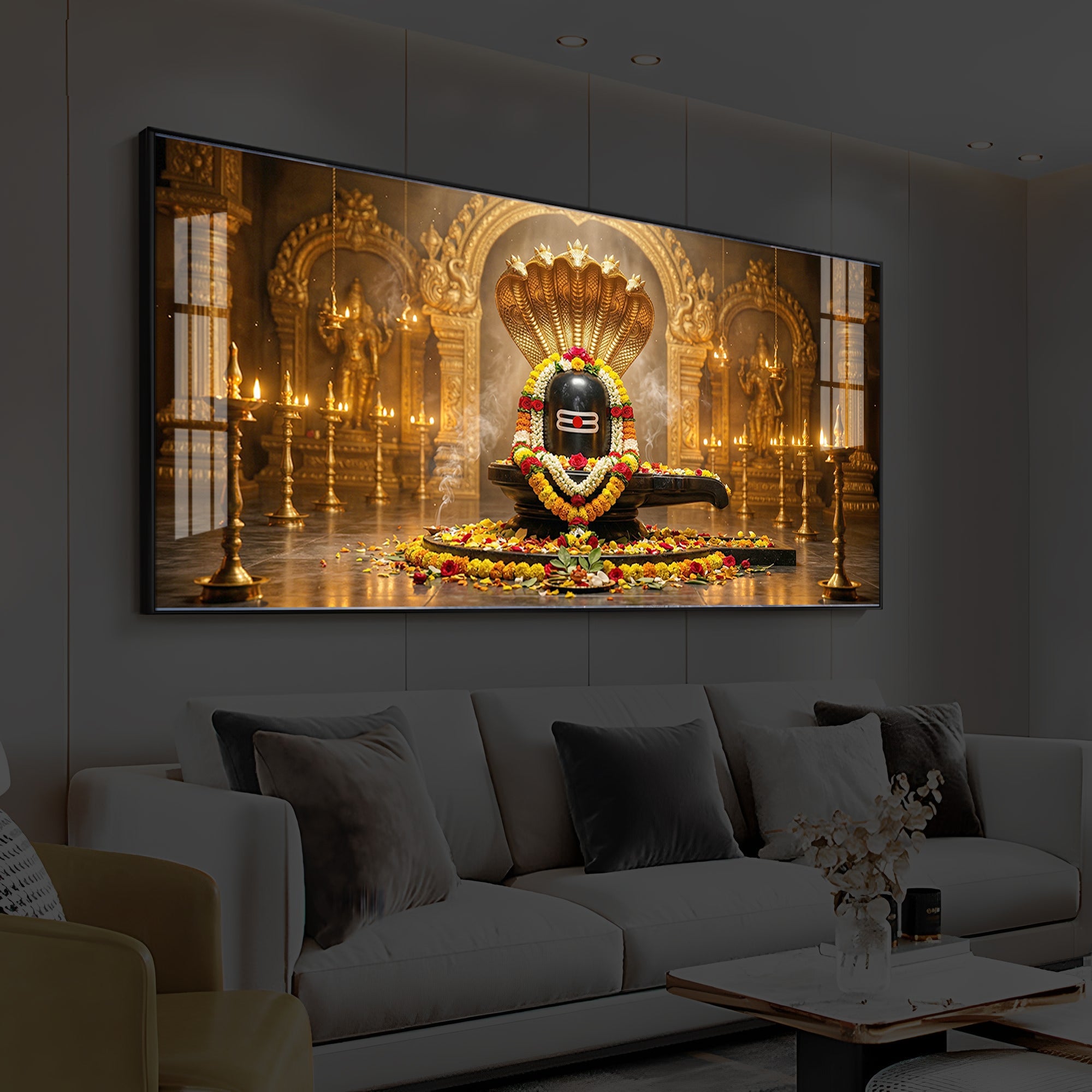 Bholenath Ji Modern Luxury Backlight Horizontal Wall Art