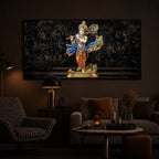 Lord Krishna With Flute Modern Luxury Backlight Horizontal Wall Art