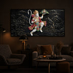 Lord Hanuman Carrying Sanjeevani Mountain Modern Luxury Backlight Horizontal Wall Art