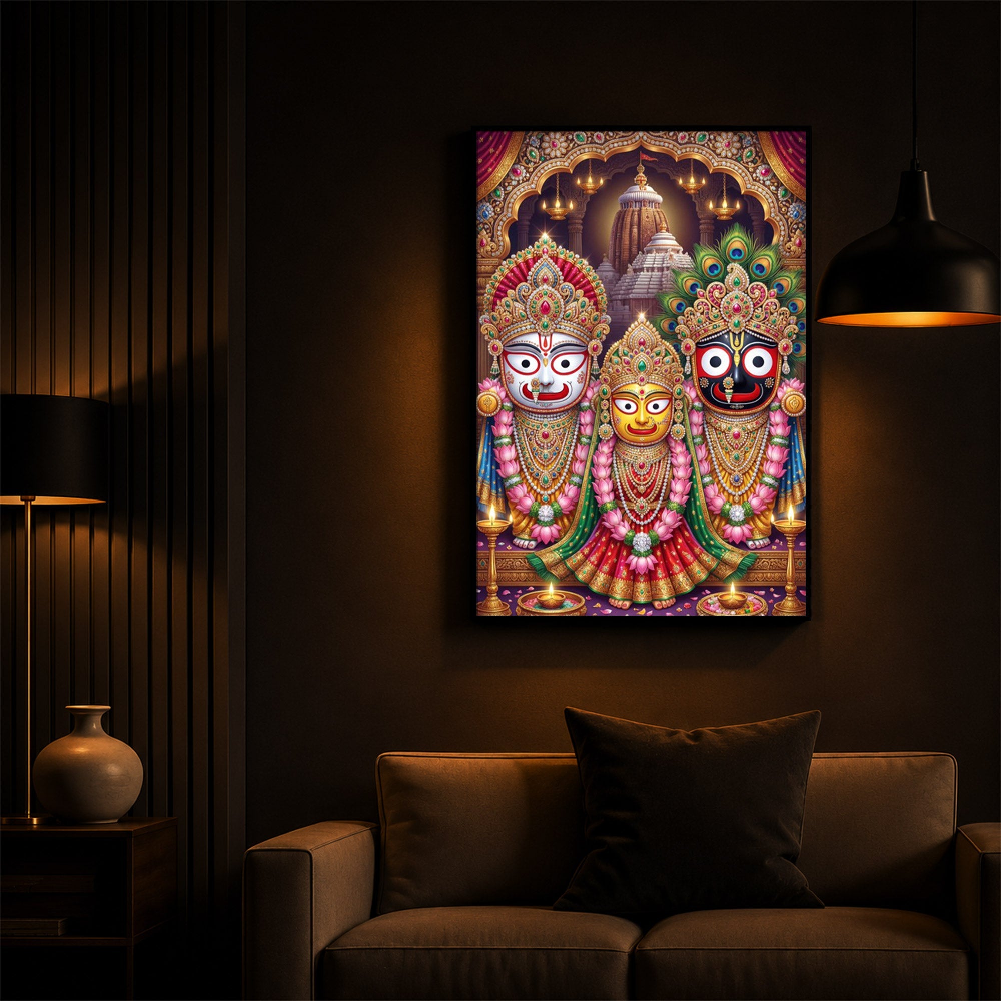 Blessings Of Lord Jagannath Modern Luxury Backlight Vertical Wall Art