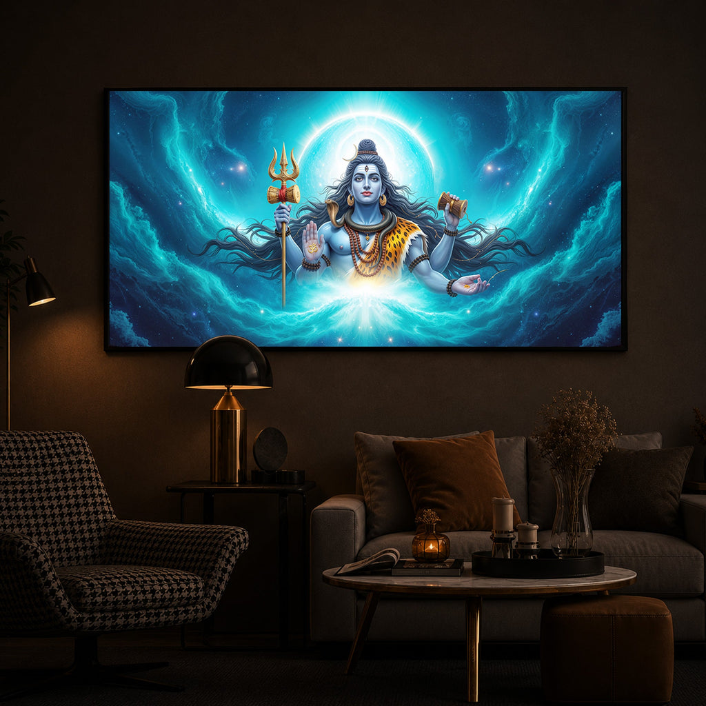 Cosmic Shiva Modern Luxury Backlight Horizontal Wall Art