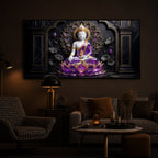 Buddha In Purple Robes Modern Luxury Backlight Horizontal Wall Art
