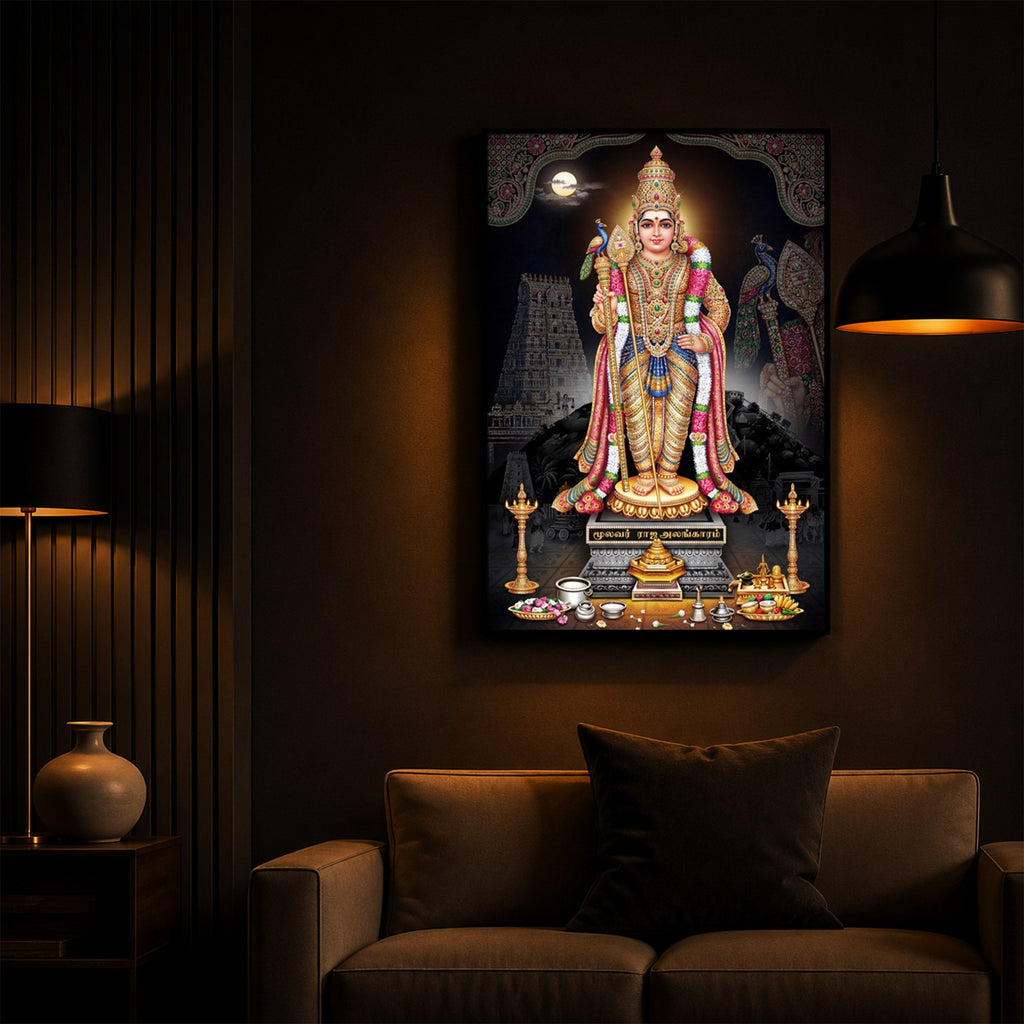 Lord Kartikeya Modern Luxury Backlight Vertical Wall Art