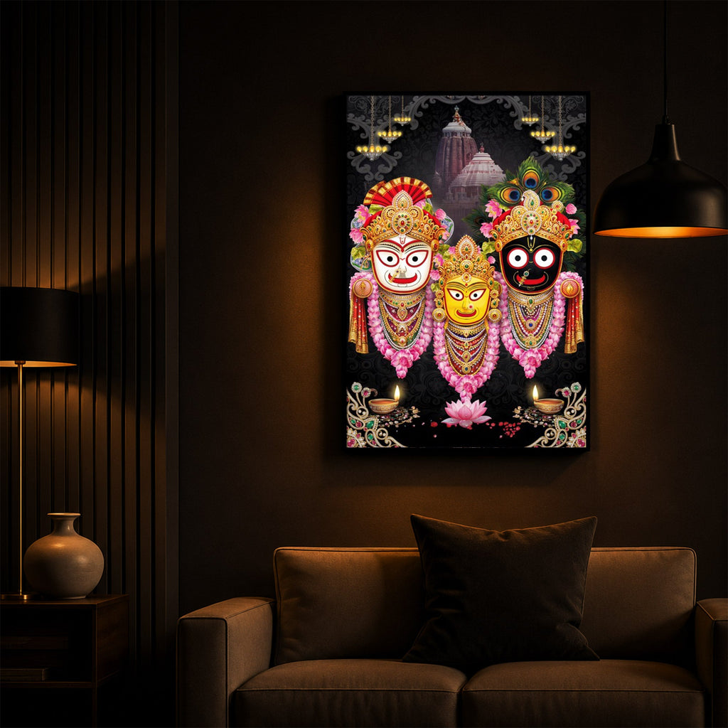 Lord Jagannath Modern Luxury Backlight Vertical Wall Art