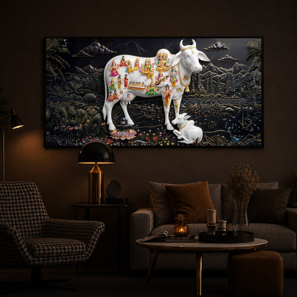 Decorative Kamdhenu Modern Luxury Backlight Horizontal Wall Art