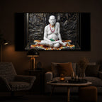 White Marble Swami Samarth Modern Luxury Backlight Horizontal Wall Art