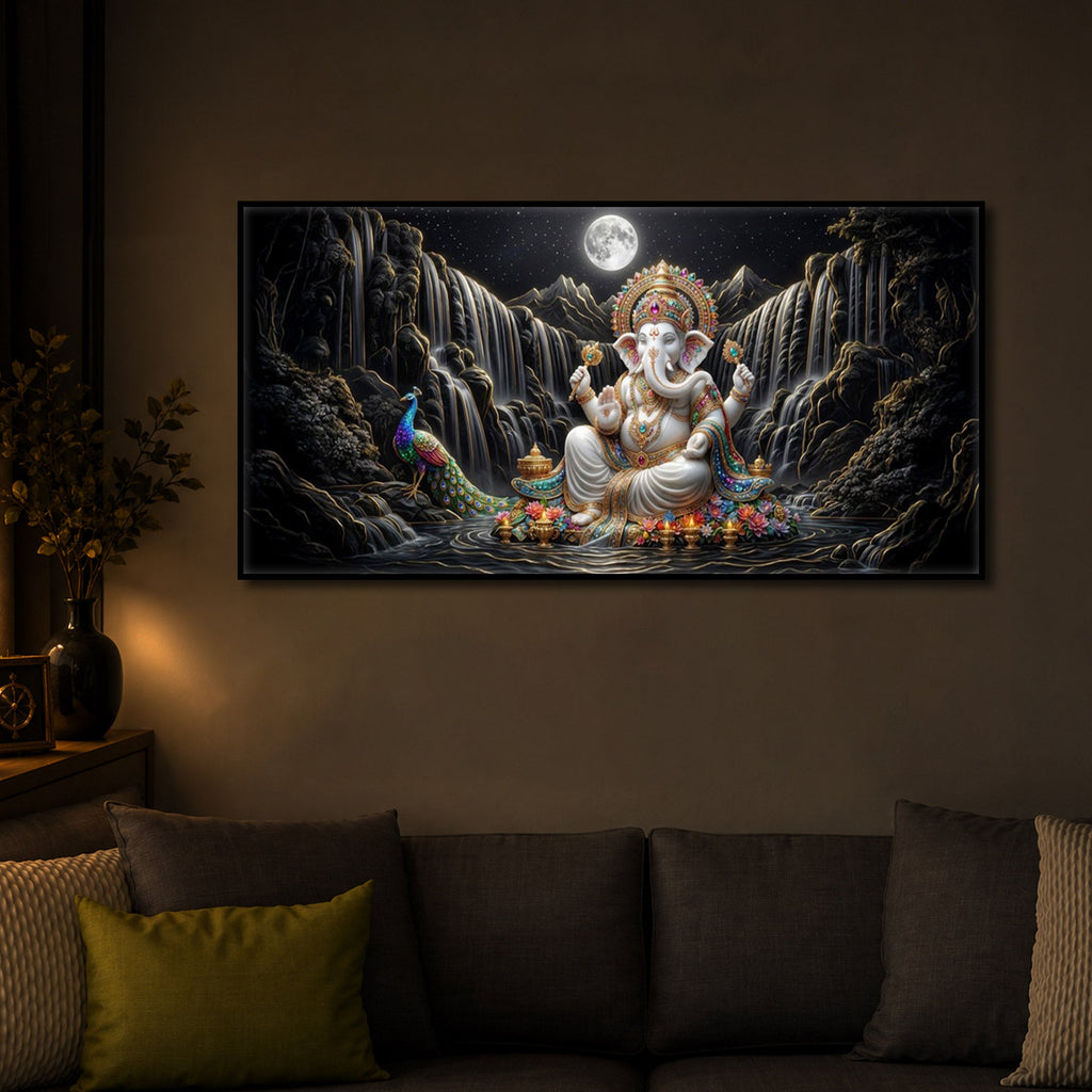 Spiritual Ganesha Modern Luxury Backlight Horizontal Wall Art
